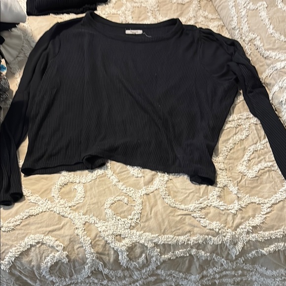 Madewell Black Ribbed Sweatshirt - Picture 1 of 4